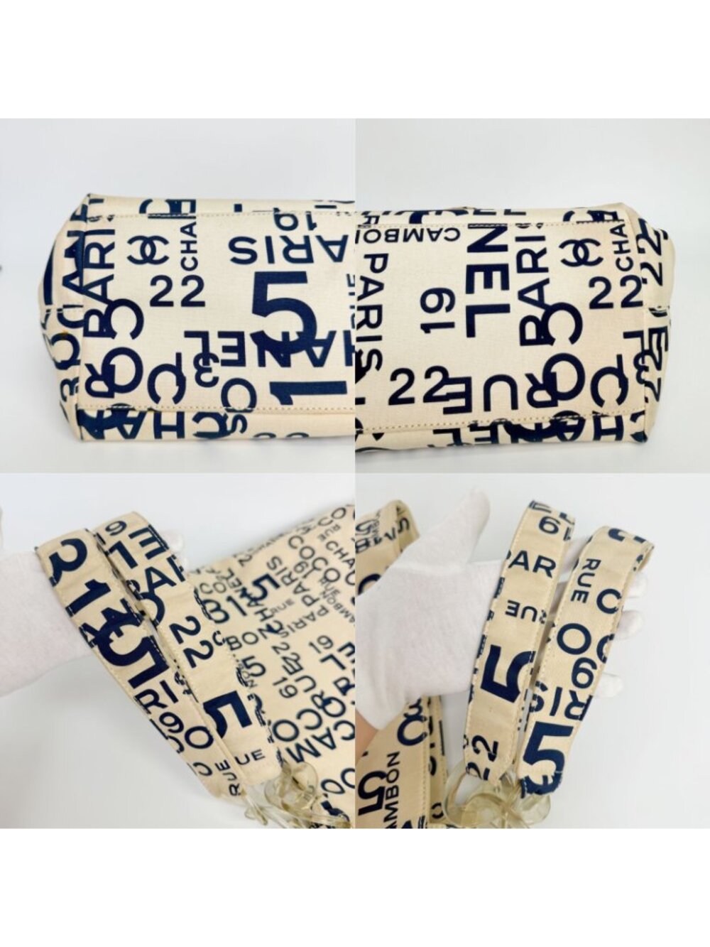 Chanel Logo Mania Typography Tote Canvas Ivory Vintage - Picture 13 of 16